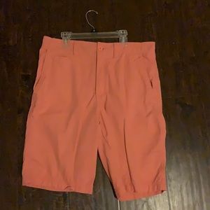 men’s shorts, never used, coral orange, size 32